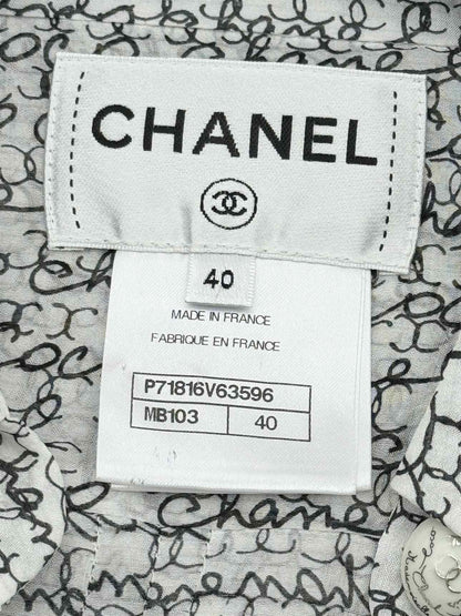 CHANEL Black & White Print Size US 8 Shirt