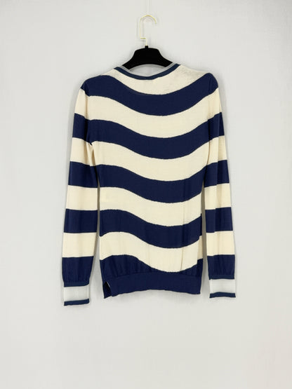 FENDI Fitted Blue & Cream Striped Size US 4 Sweater