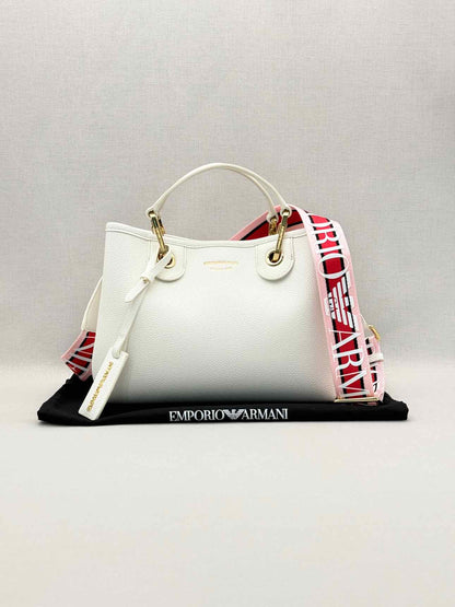 EMPORIO ARMANI Logo-tag White Tote Bag