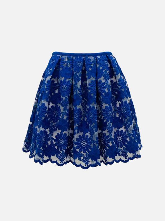 MANOUSH Flare Blue Embroidered Mini Skirt