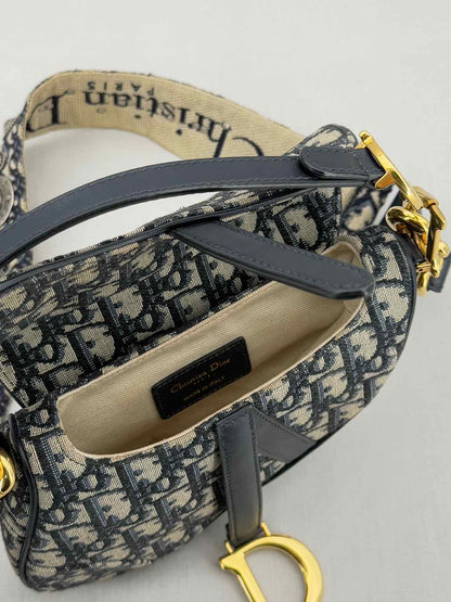 CHRISTIAN DIOR Blue Oblique Saddle Bag