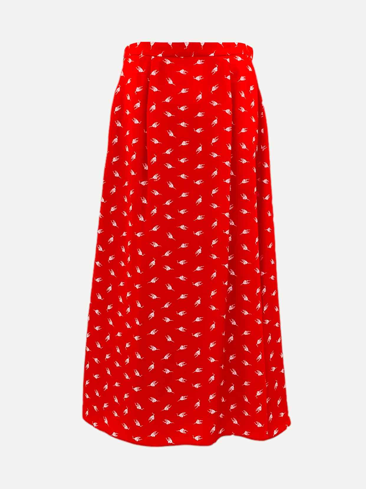 MIU MIU Red w/ White & Black Size US 4 Midi Skirt