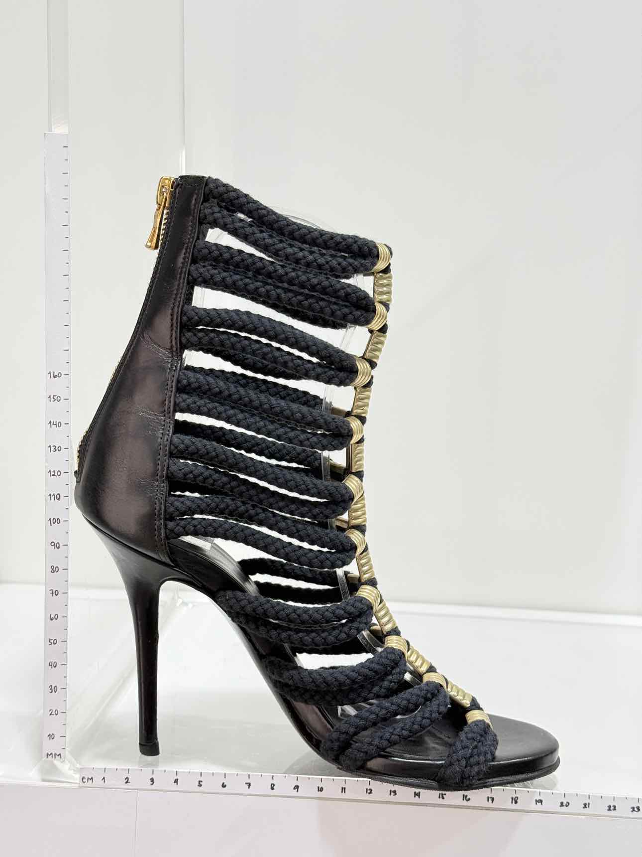 BALMAIN Gladiator Black Rope Size EU 37 Heeled Sandals