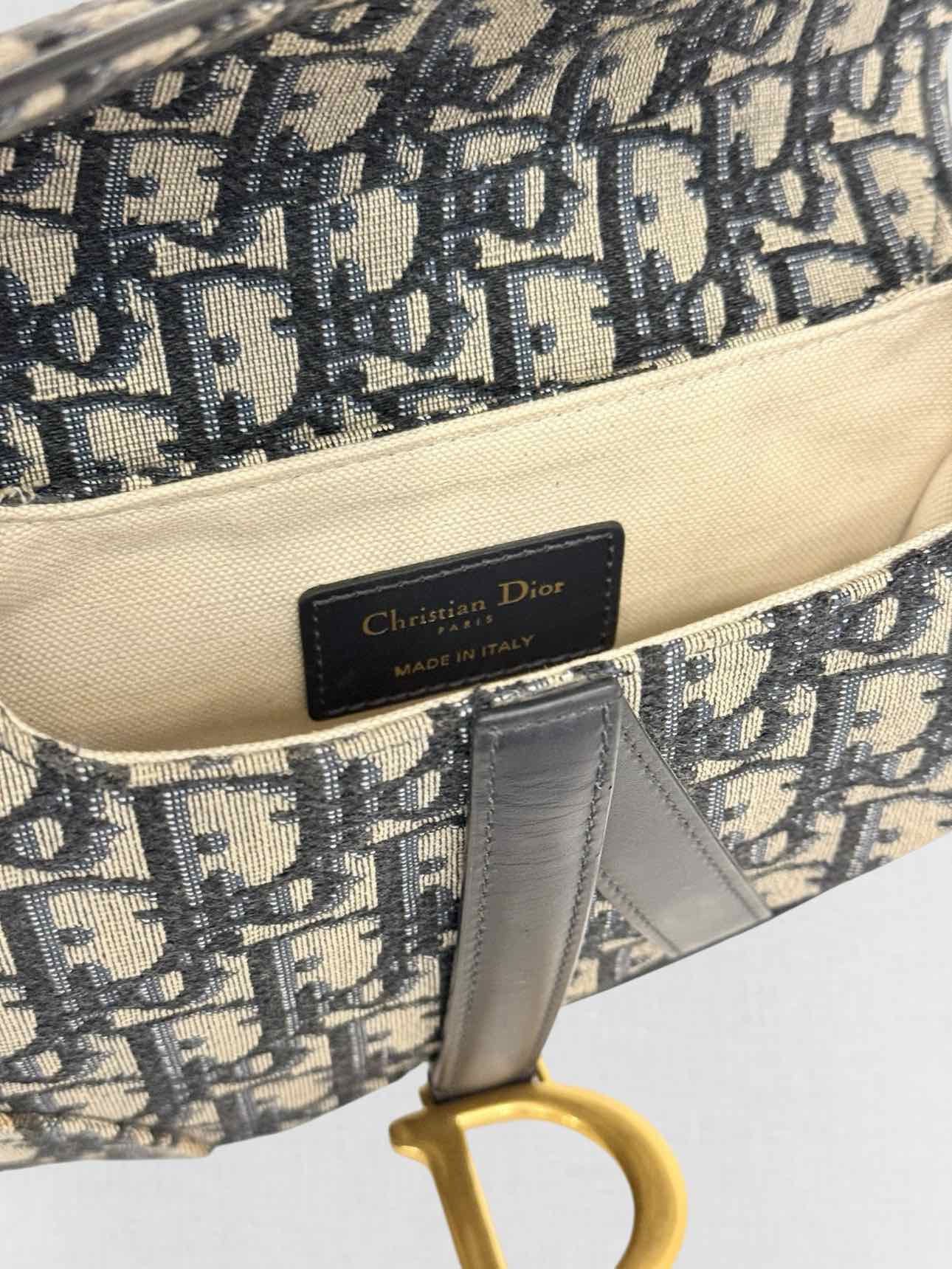 DIOR Navy Blue Oblique Saddle Bag