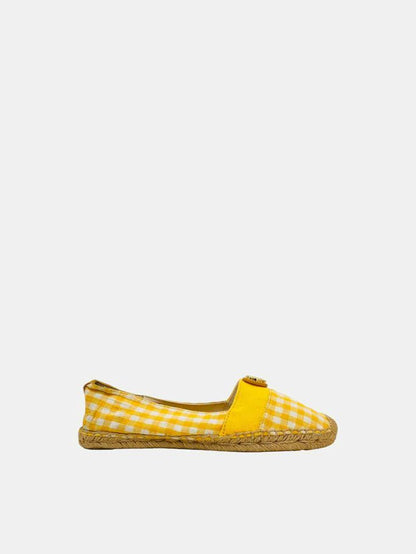 TORY BURCH Espadrille Yellow & White Size EU 38 Flats