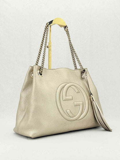 GUCCI Soho Metallic Gold Tote Bag