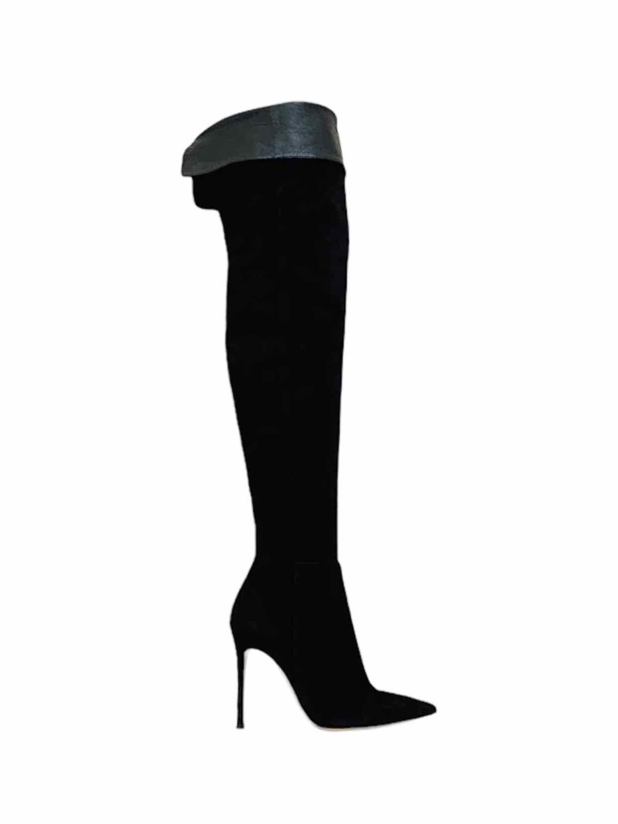 GIANVITO ROSSI Black Thigh High Boots 37