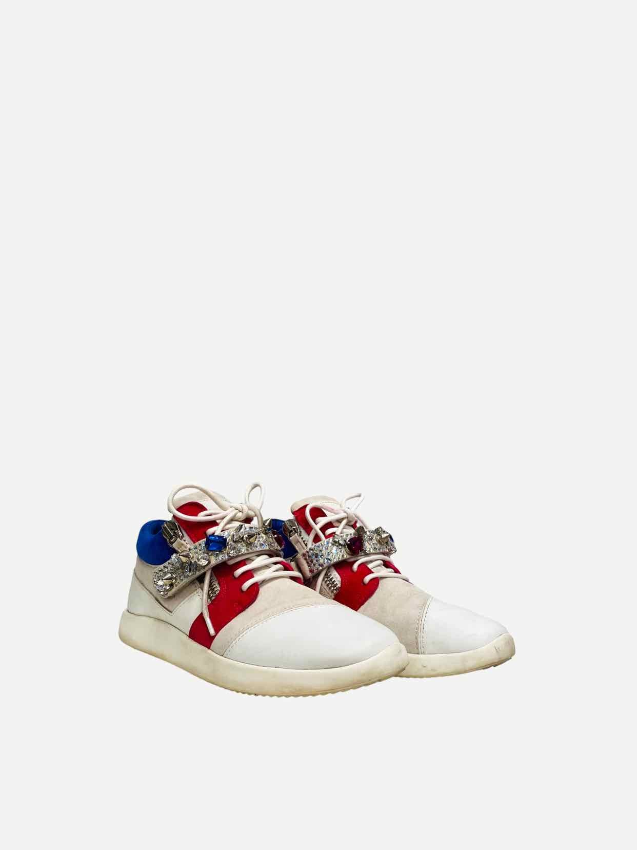 GUISEPPE ZANOTTI Jewel-Strap White Multicolor Sneakers