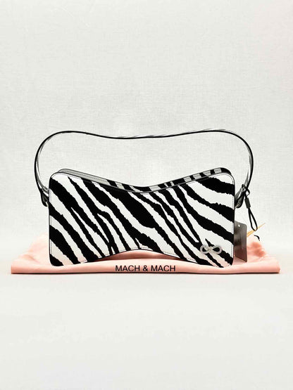 MACH & MACH Large Bow-shaped Black & White Shoulder Bag