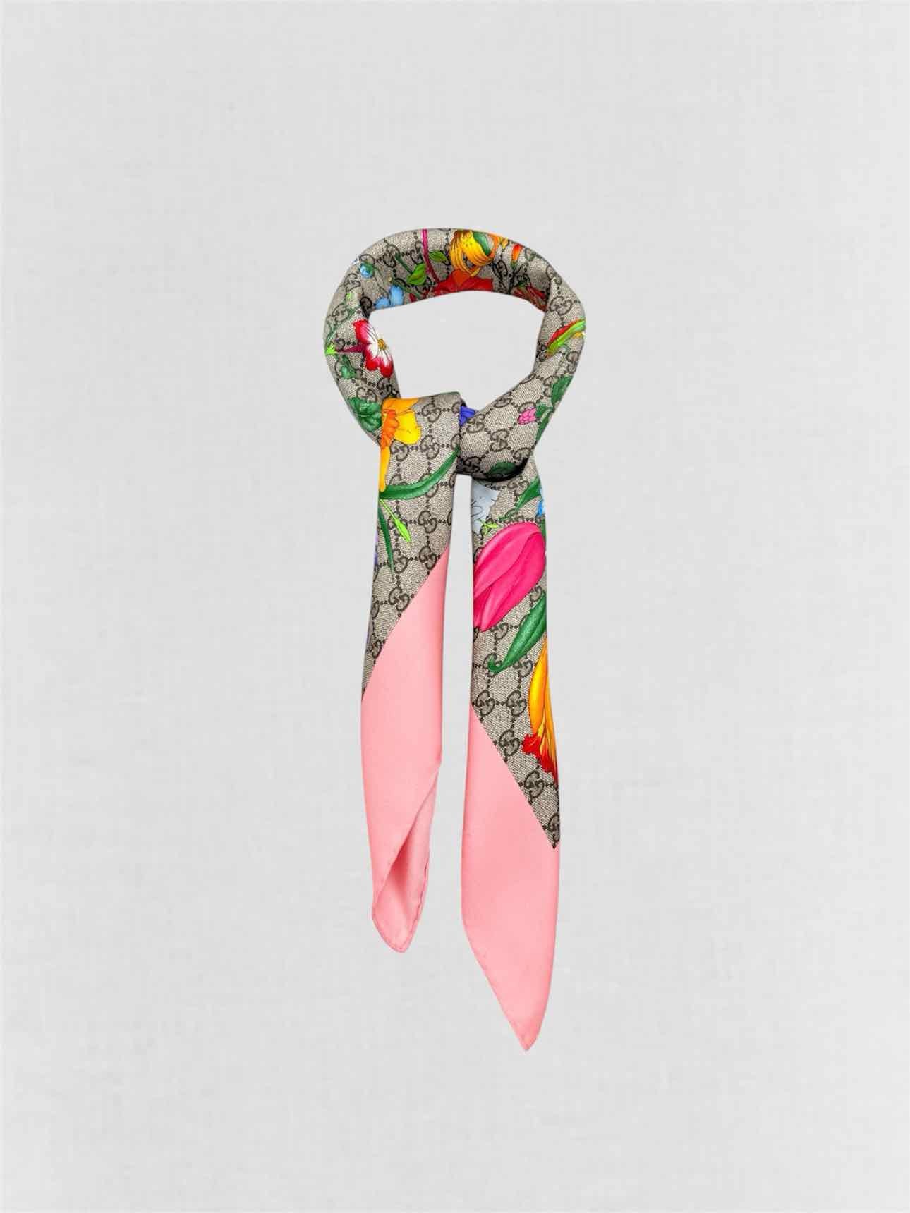 GUCCI Pink Multicolor GG Monogram Scarf