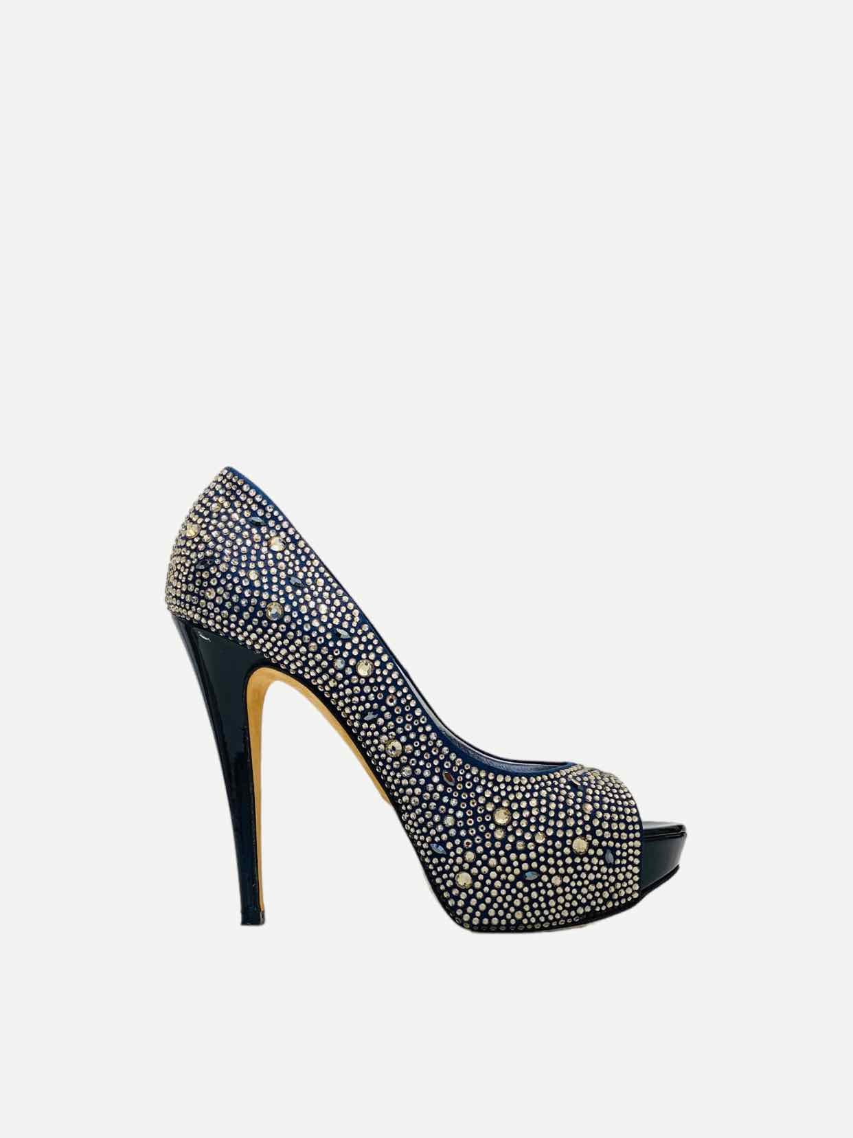 GINA Open Toe Navy Blue & Bronze Size EU 40 Pumps