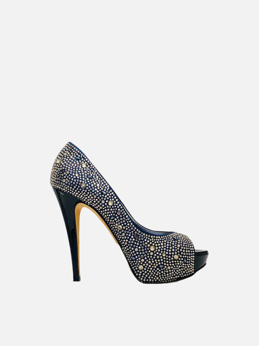 GINA Open Toe Navy Blue & Bronze Size EU 40 Pumps