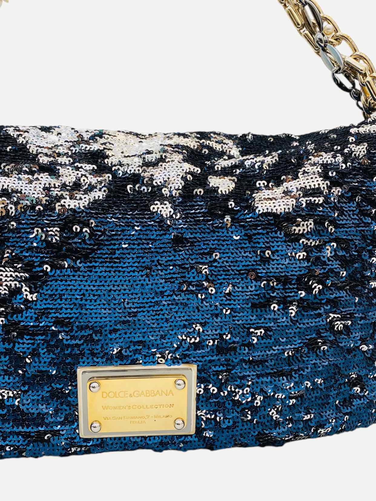 DOLCE & GABBANA Miss Charles Blue & Silver Shoulder Bag