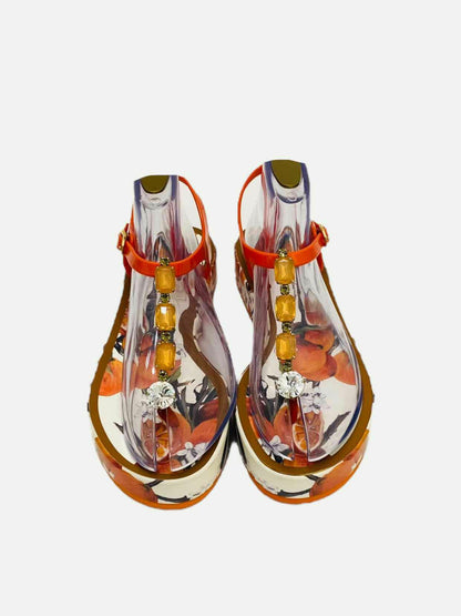 DOLCE & GABBANA Ankle Strap Orange Size EU 38.5 Sandals