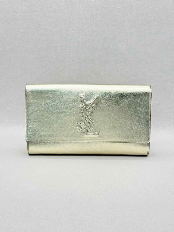 YVES SAINT LAURENT Belle De Jour Metallic Gold Clutch