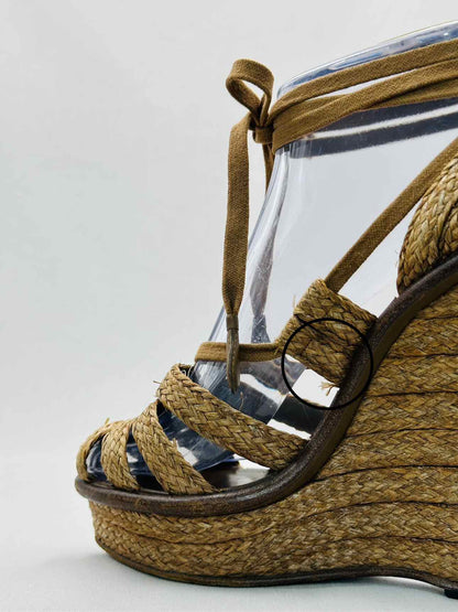 BOTTEGA VENETA Raffia Beige Size EU 38 Wedges