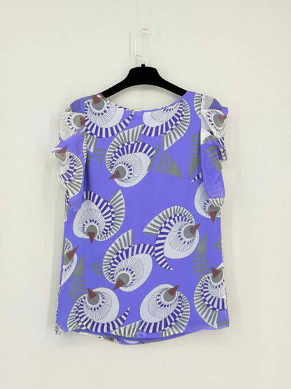 ANTIK BATIK Purple & Beige Printed Size XSmall Top