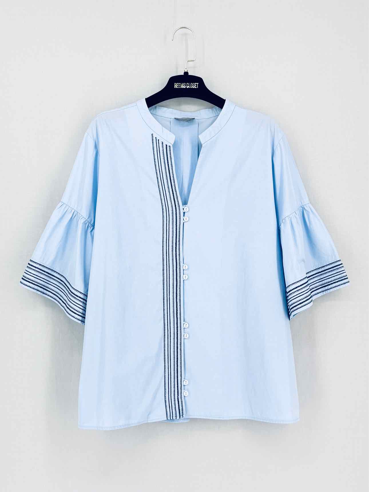 MARELLA Pastel Blue Embroidered Size US 14 Blouse