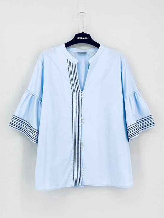 MARELLA Pastel Blue Embroidered Size US 14 Blouse