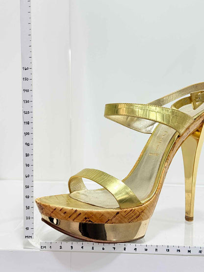 CASADEI Metallic Gold Size EU 38 Heeled Sandals