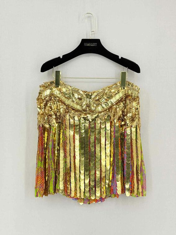 ROBERTO CAVALLI Runway Gold Size US 8 Mini Skirt