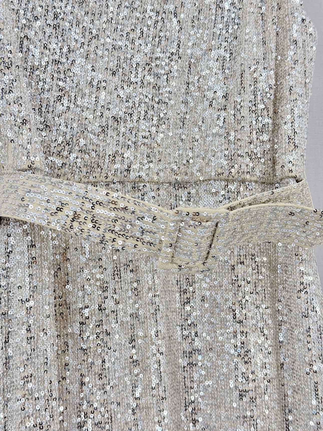BADGLEY MISCHKA Beige & Silver Size US 8 Long Dress