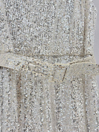 BADGLEY MISCHKA Beige & Silver Size US 8 Long Dress