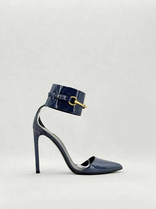 GUCCI Ursula Navy Blue Size EU 39.5 Heeled Sandals