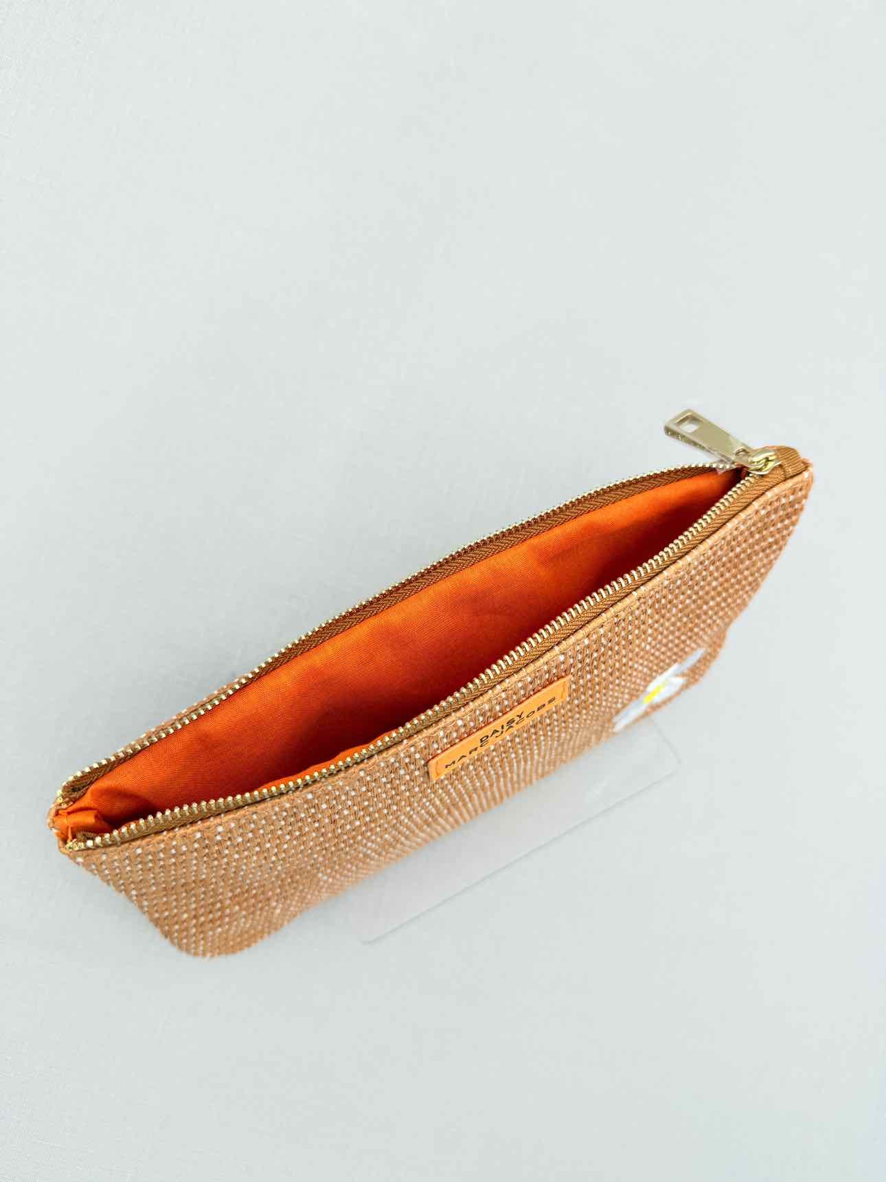 MARC JACOBS Brown Floral Embroidered Pouch