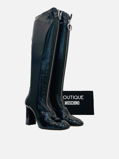 BOUTIQUE MOSCHINO Black Knee High Boots 38