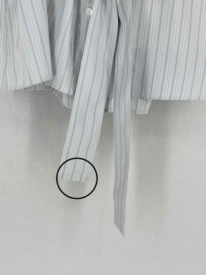 CHRISTIAN DIOR Grey & Blue Pinstripe Size US 6 Blouse