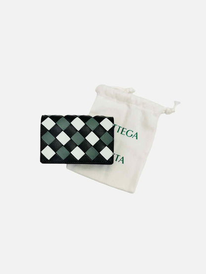 BOTTEGA VENETA Black, Green & Black Compact Wallet