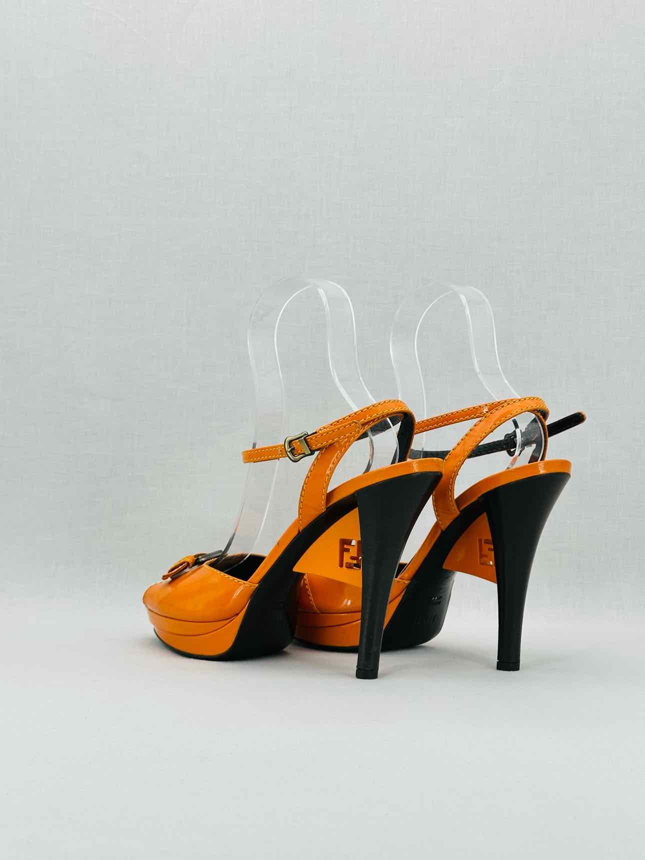 FENDI Ankle Strap Orange Size EU 40 Heeled Sandals