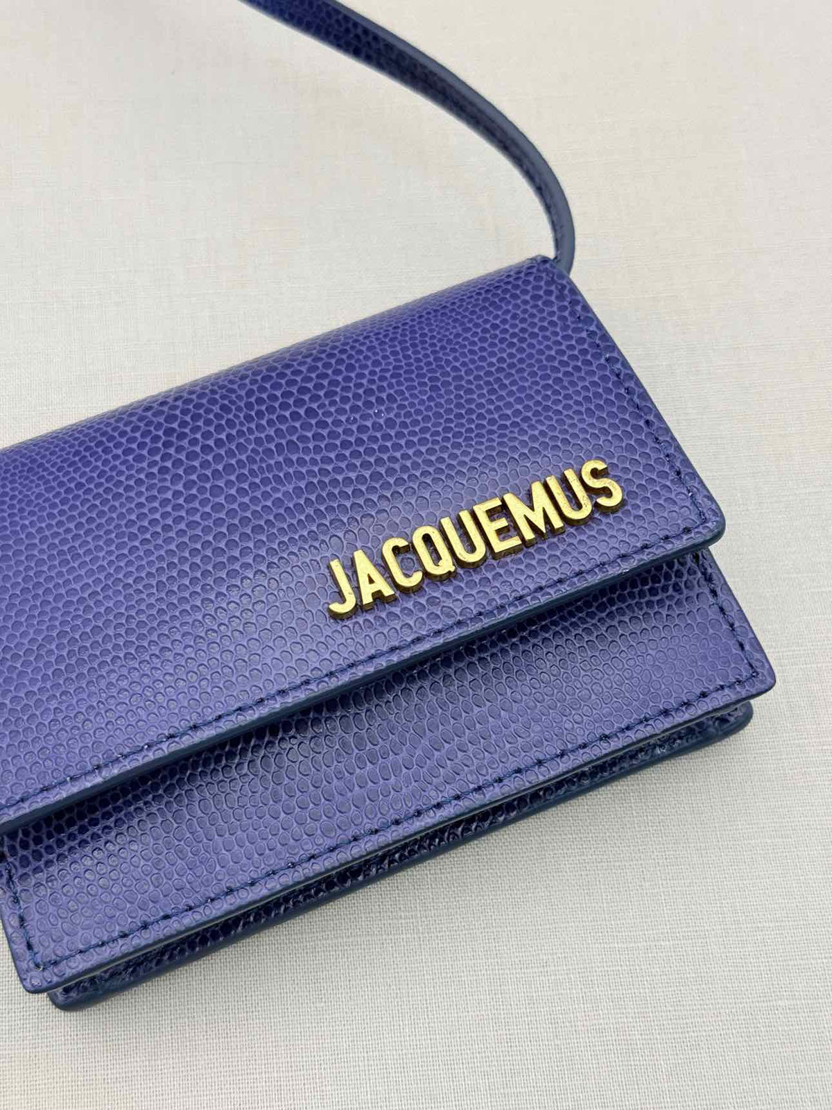JACQUEMUS Mini Le Bello Blue Lizard Embossed Crossbody