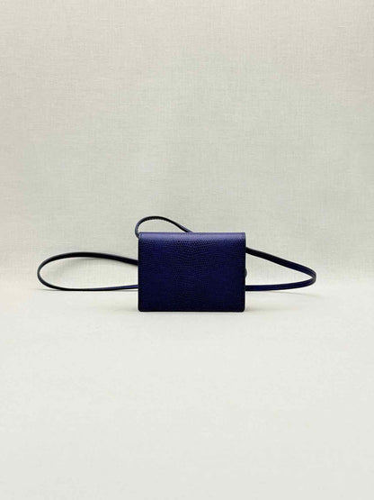 JACQUEMUS Mini Le Bello Blue Lizard Embossed Crossbody