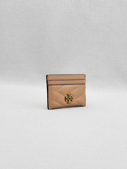 TORY BURCH Beige Chevron Quilted Card Case