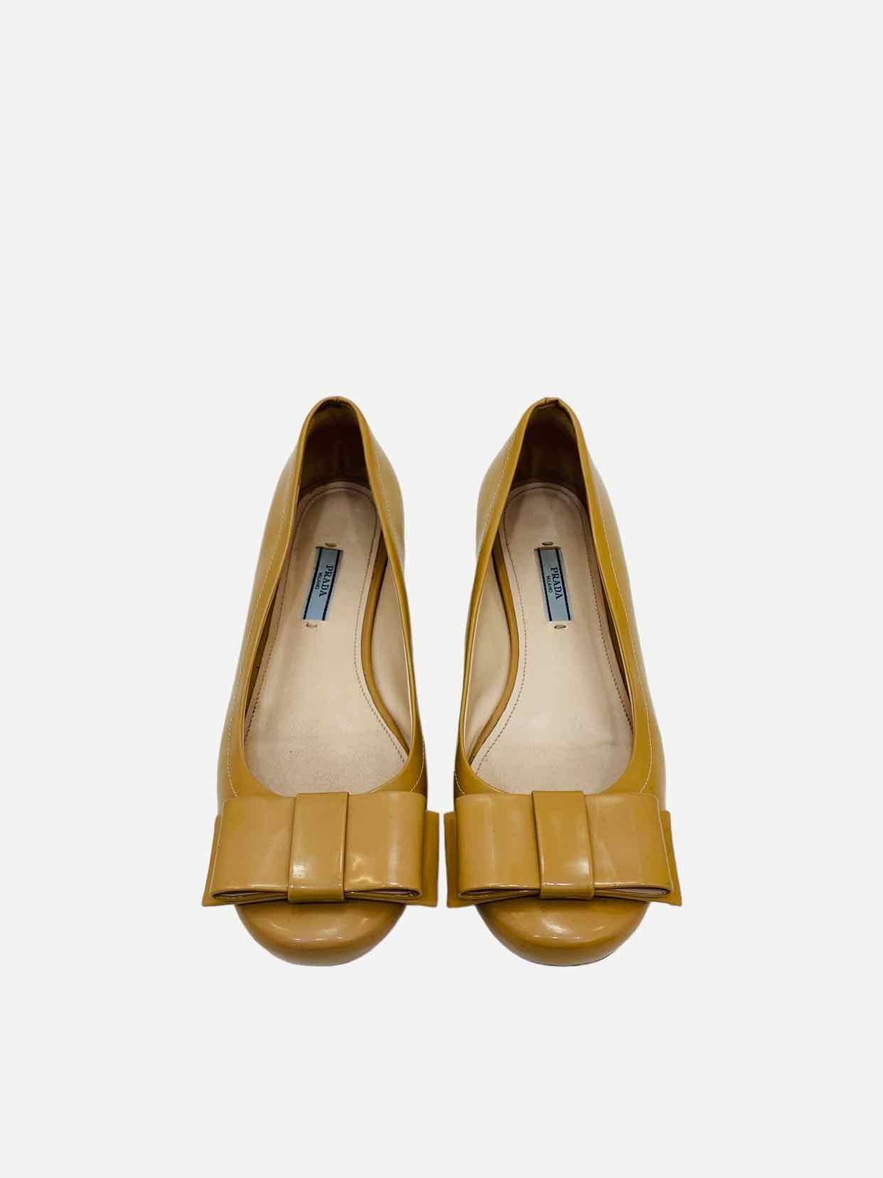 PRADA Bow Beige Ballet Flats 39