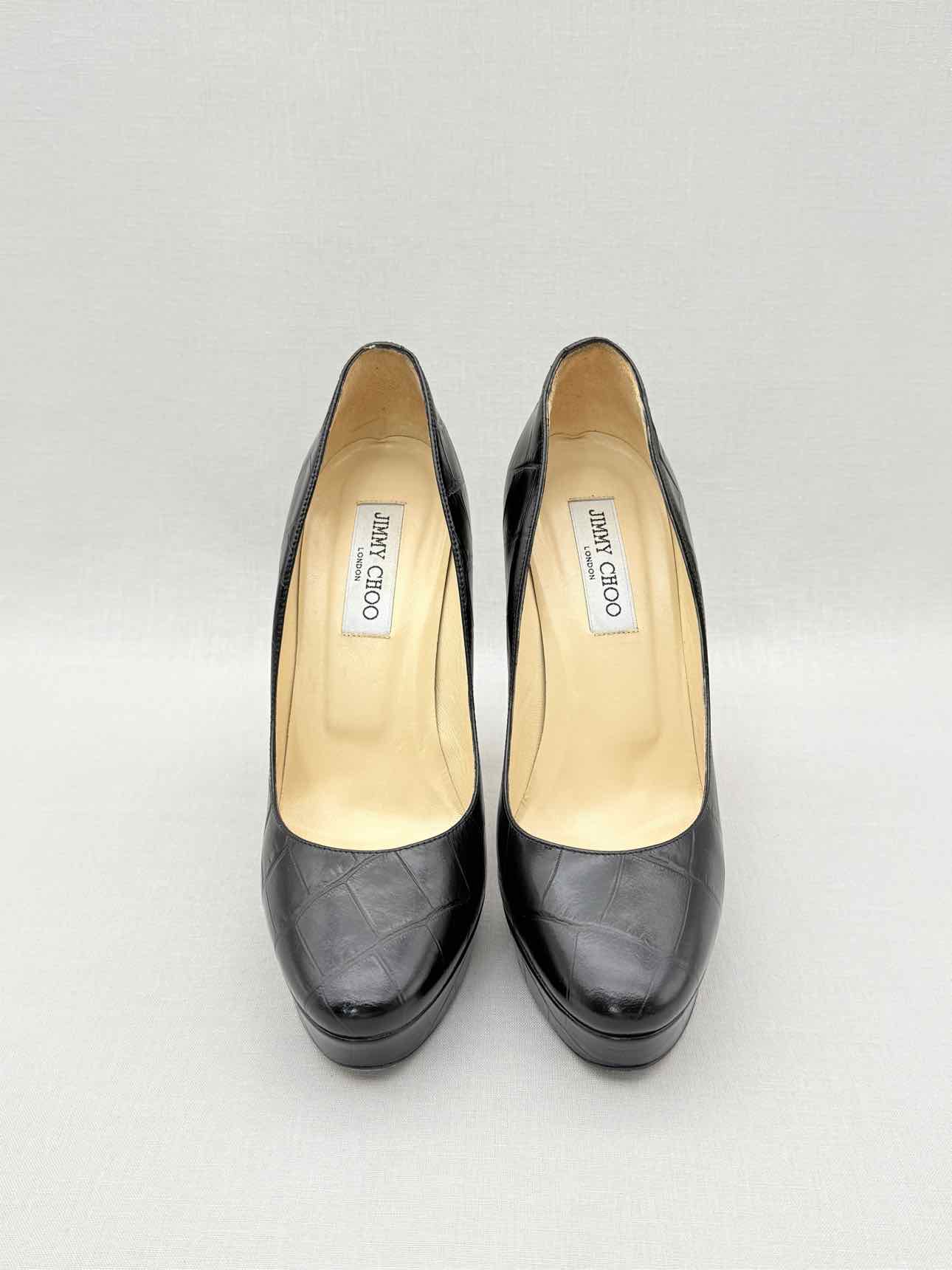 JIMMY CHOO Black Croc Embossed Size EU 39 Pumps