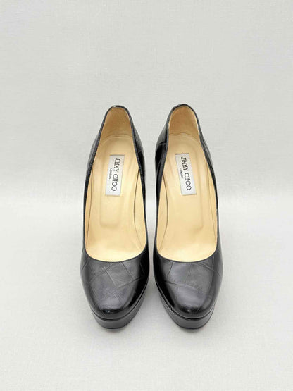 JIMMY CHOO Black Croc Embossed Size EU 39 Pumps