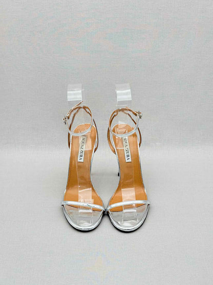 AQUAZZURA Metallic Silver Size EU 37 Heeled Sandals