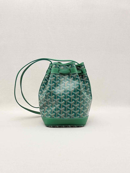 GOYARD Petit Flot Green Goyardine Chevron Bucket Bag