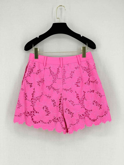SELF-PORTRAIT Scalloped Hem Pink Lace Size US 4 Shorts