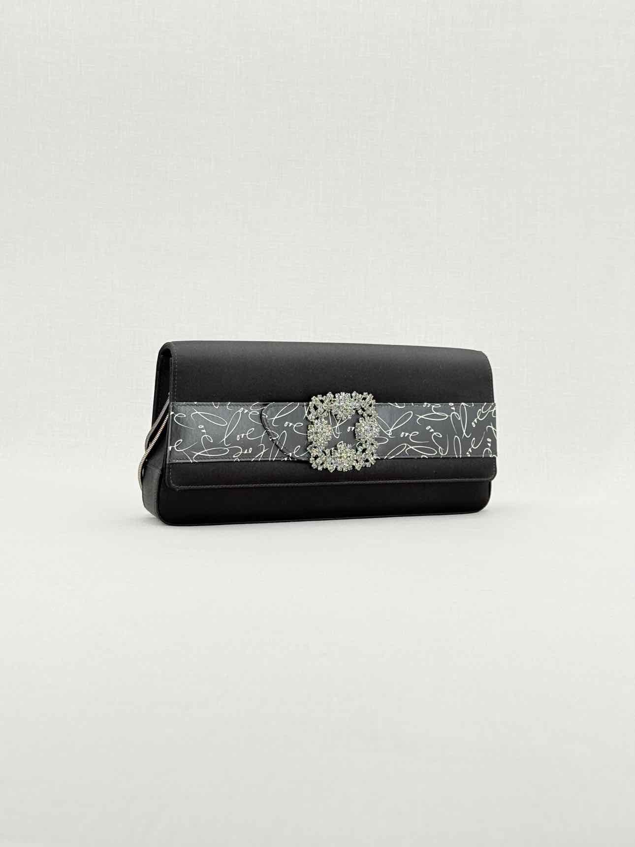 MANOLO BLAHNIK Envelope Black Clutch