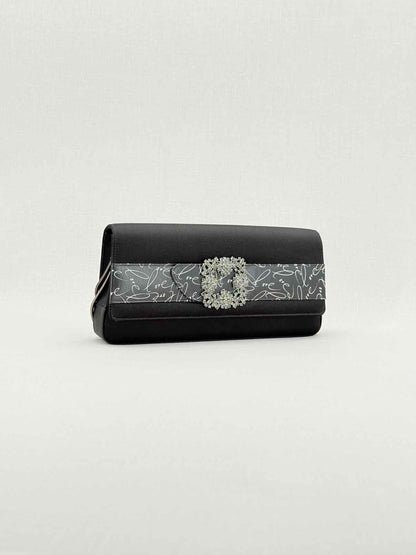 MANOLO BLAHNIK Envelope Black Clutch