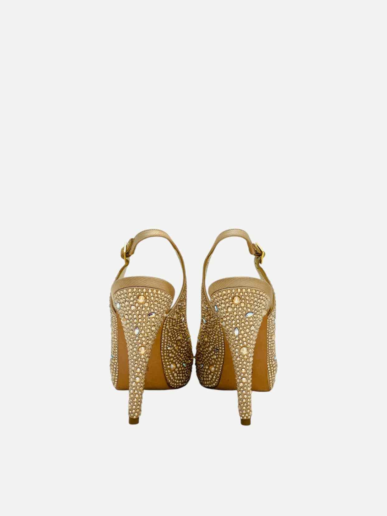 GINA Platform Gold Slingbacks 39