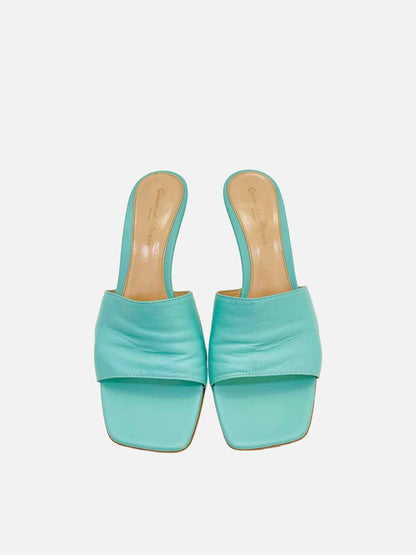 GIANVITO ROSSI Square Toe Turquoise Mules 38.5