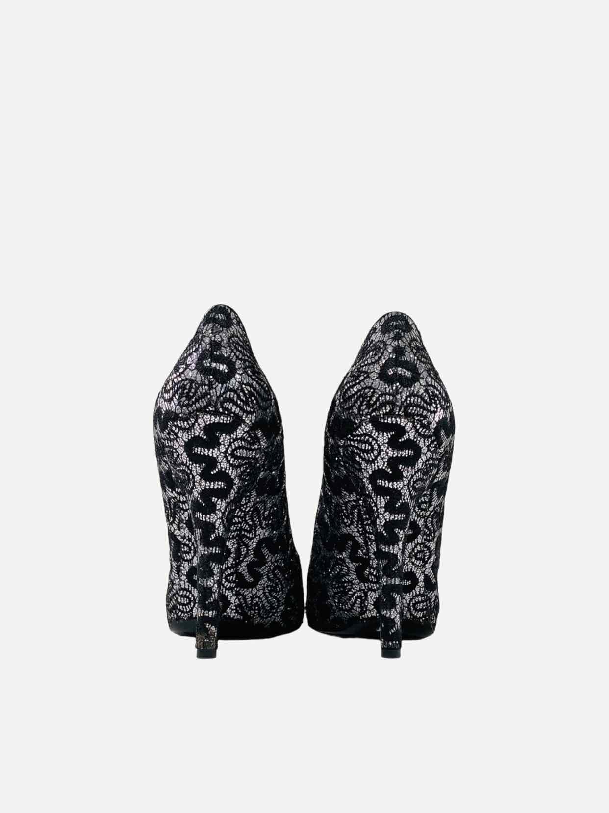 DOLCE & GABBANA Lace Silver & Black Size EU 40 Pumps