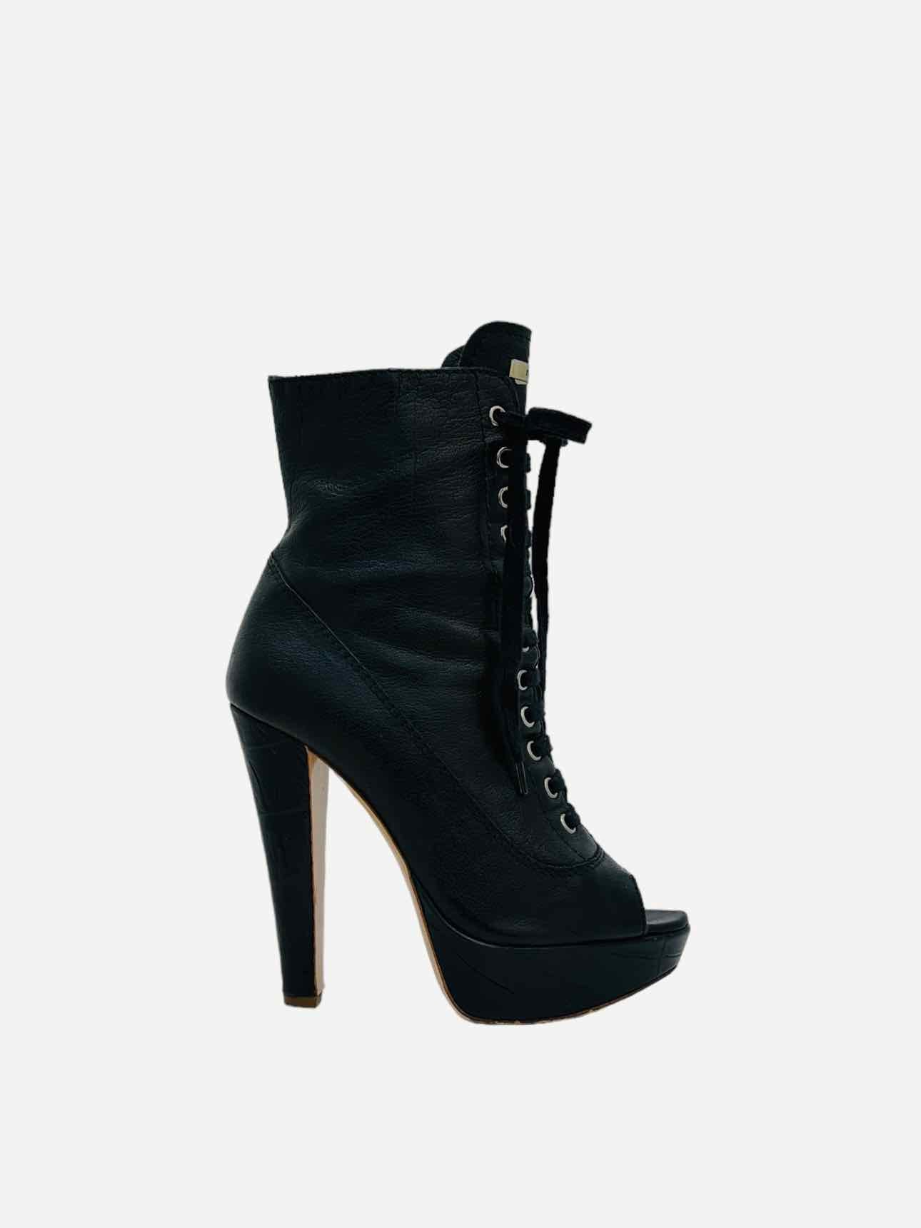 MIU MIU Lace Up Black Ankle Boots 37.5