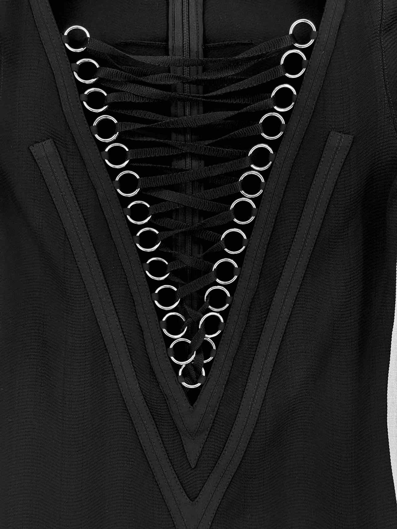 GIVENCHY Black Ribbed Size US 2 Body Top
