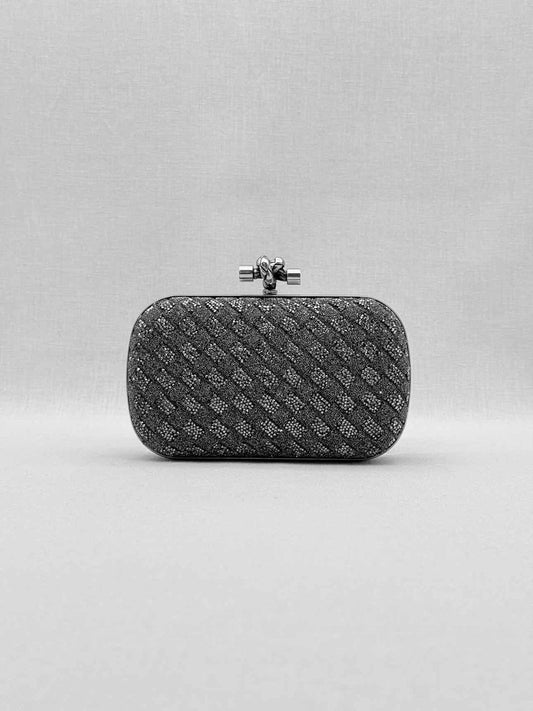BOTTEGA VENETA Crystal Knot Silver & Black Clutch